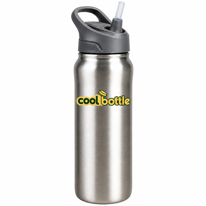 Coolbottle Stainless Steel Sports Water Bottle – Reusable Metal Bottle with Straw Lid & Carry Handle for Gym, Travel and Everyday Hydration