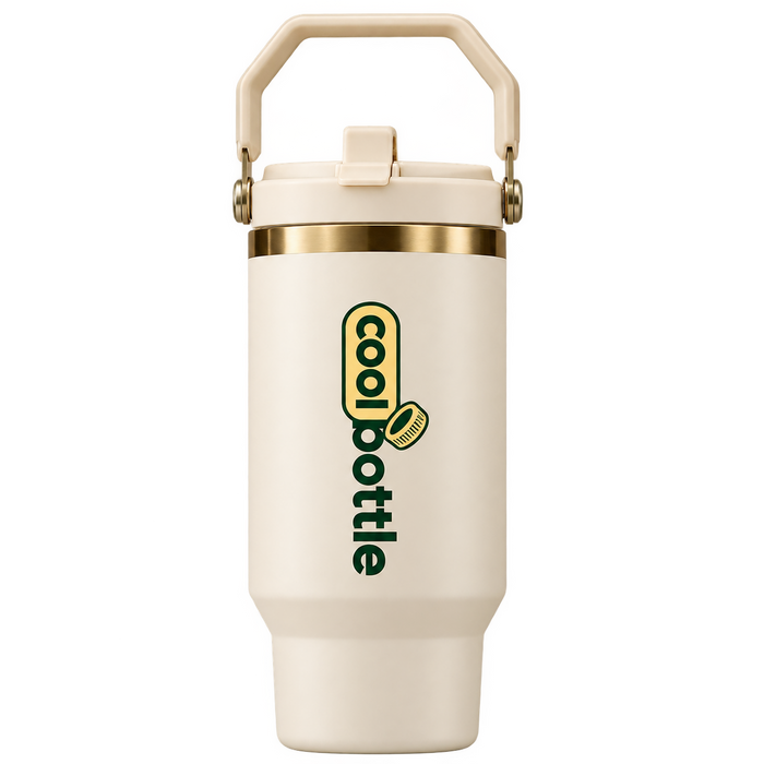 Coolbottle Cream Travel Tumbler – Reusable Everyday Water Bottle with Large Carry Handle & Secure Lid