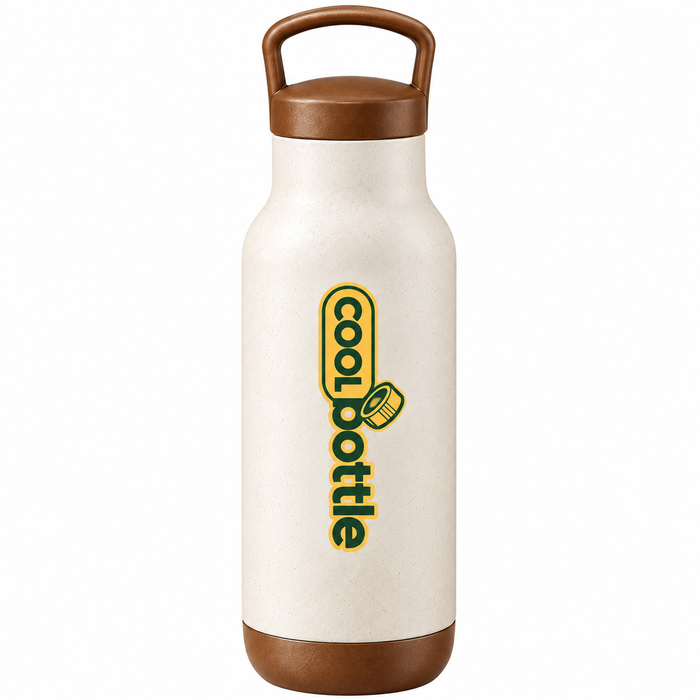 Coolbottle Cream & Brown Carry Water Bottle – Reusable Everyday Hydration Bottle with Top Handle & Secure Screw Lid